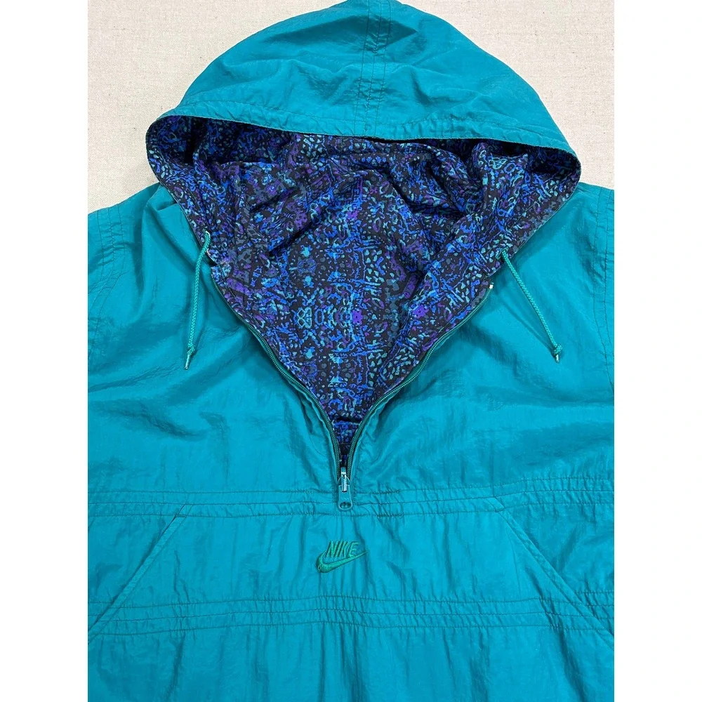 Vintage Nike Reversible Windbreaker Mens Medium 1/2 Zip Geometric Anorak Jacket